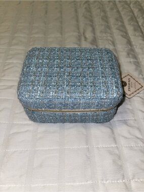 Jewelry Box Travel Case in Light Blue Tweed - Unbranded